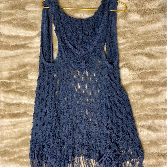 Free People Blue Crochet Shawl - Picture 2 of 2